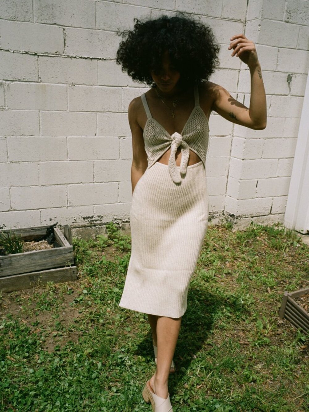 Kordal Knit Cream Dress - Alpaca/Cotton Blend